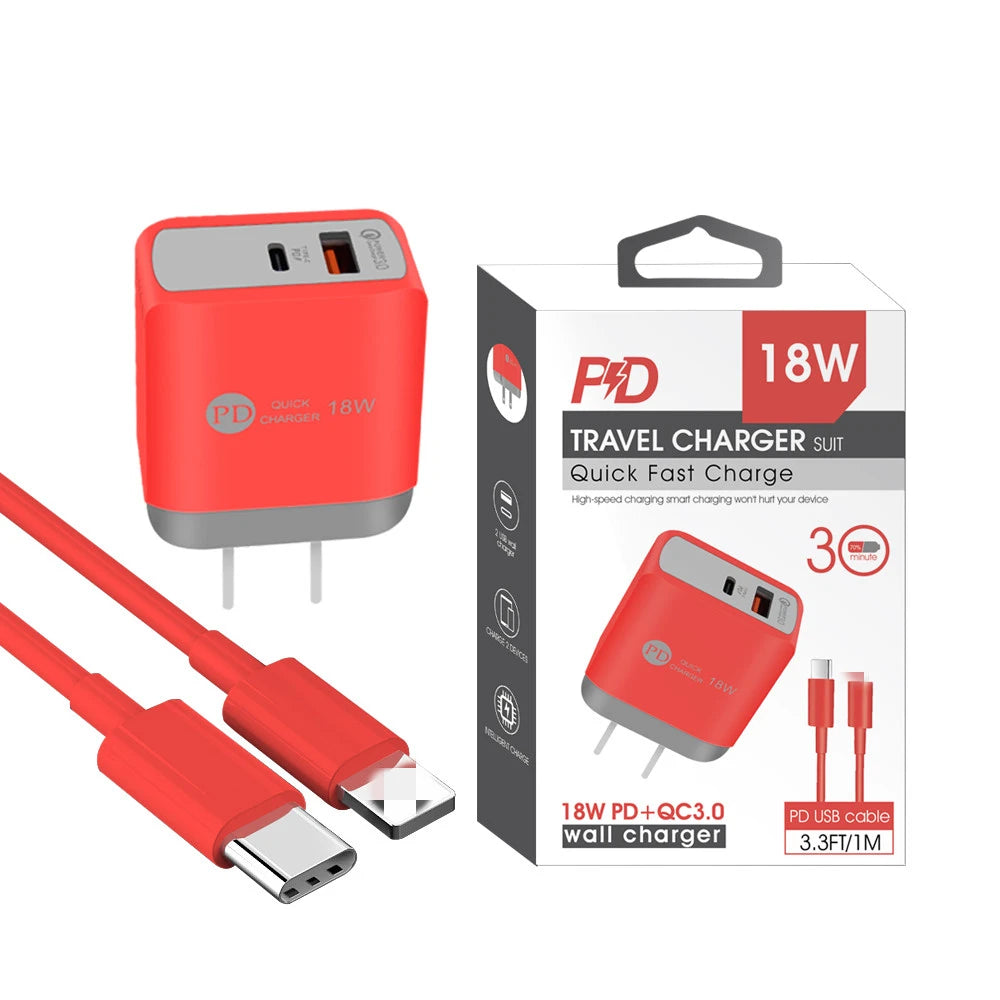 2 In 1 Wall Charger With Iphone Cable - tommys supplies