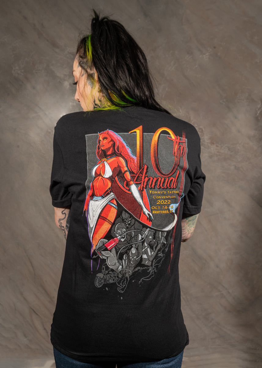 Tommys Tattoo Convention 10th T-Shirt V Neck - tommys supplies